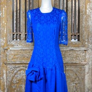 CYBIL STEWART VINTAGE 70'S BLUE LACE DRESS